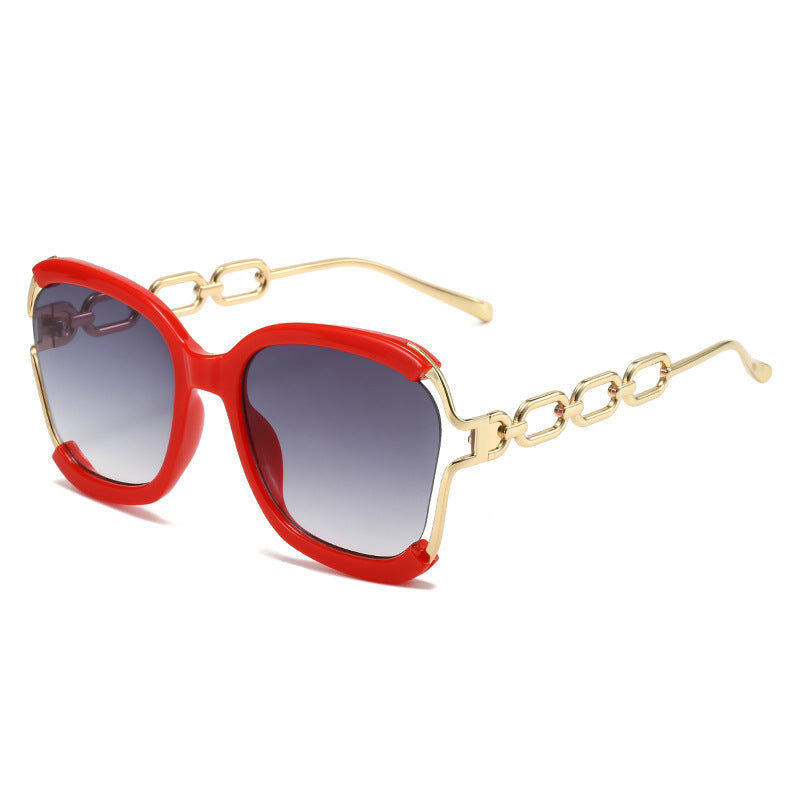 Womens Sunglasses UV400 Protection Metal Hollow Oval Frame Stylish Outdoor Eyewear