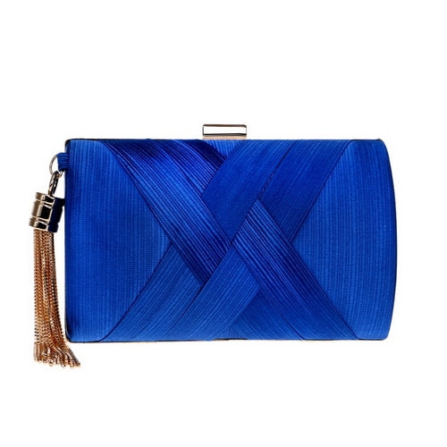 Elegant Satin Tassel Clutch Bag Evening Party Purse Wedding Bridal