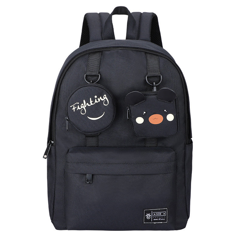 Junior High School Girl Oxford Backpack Lightweight Durable Spacious Zippered Pockets