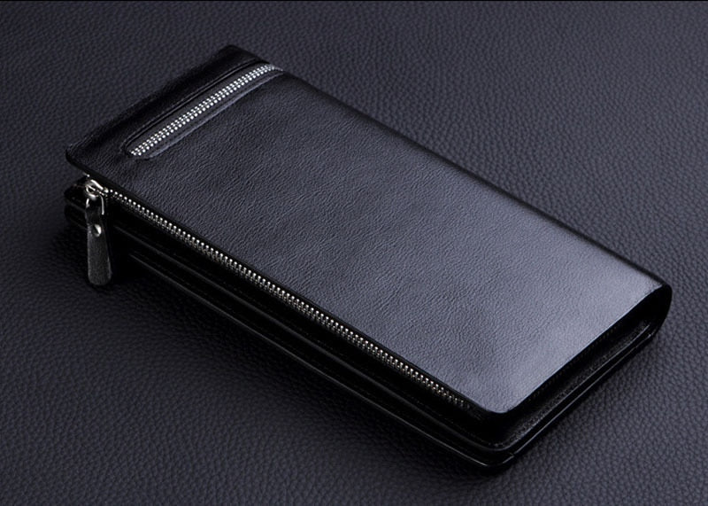 Leather Bifold Wallet Men Clutch Long ID Card Money Holder Slim Pocket Storage