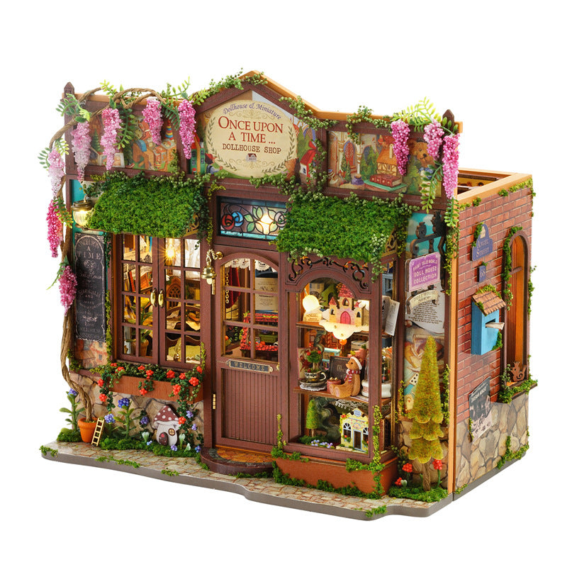 Miniature Wooden Fairy Tale Bookend Dollhouse Kit Craft Home Ornament Display