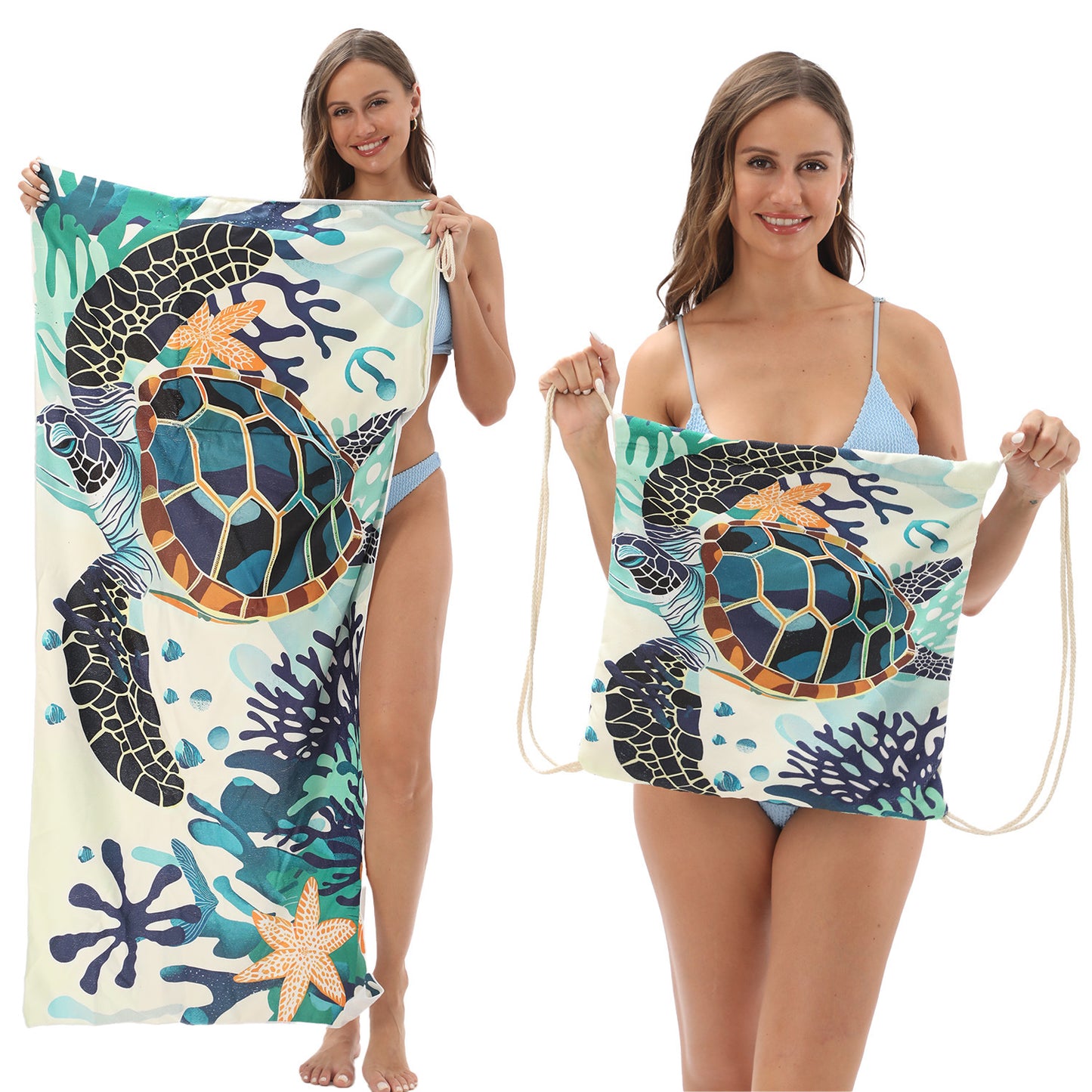 Microfiber Beach Towel Lightweight Quick Drying Pocket 70x140cm Extra Absorbent