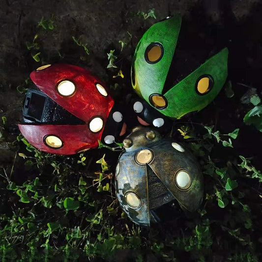 Solar LED Ladybug Garden Light Weather-Resistant Resin Decor 14x13x7.5cm Outdoor