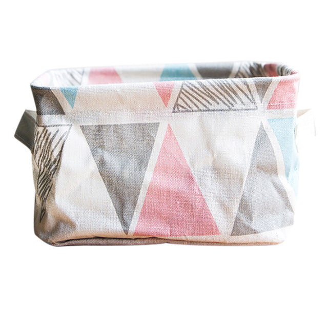 Foldable Fabric Storage Basket Desktop Closet Organiser Toy Box Loop Handles
