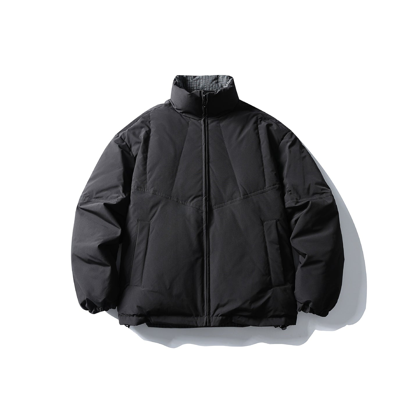 Men's Reversible High Collar Puffer Jacket Winter Coat with Durable Loose Fit