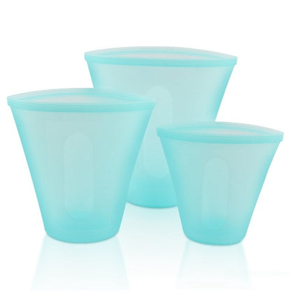 Silicone Reusable Food Storage Containers Set Zip Seal Cups Bowls S M L 8 Pack