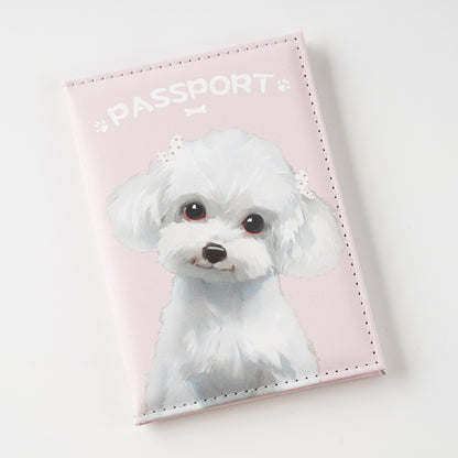 Animal Theme Leather Passport Holder Travel Essential for Cat and Dog Admirers