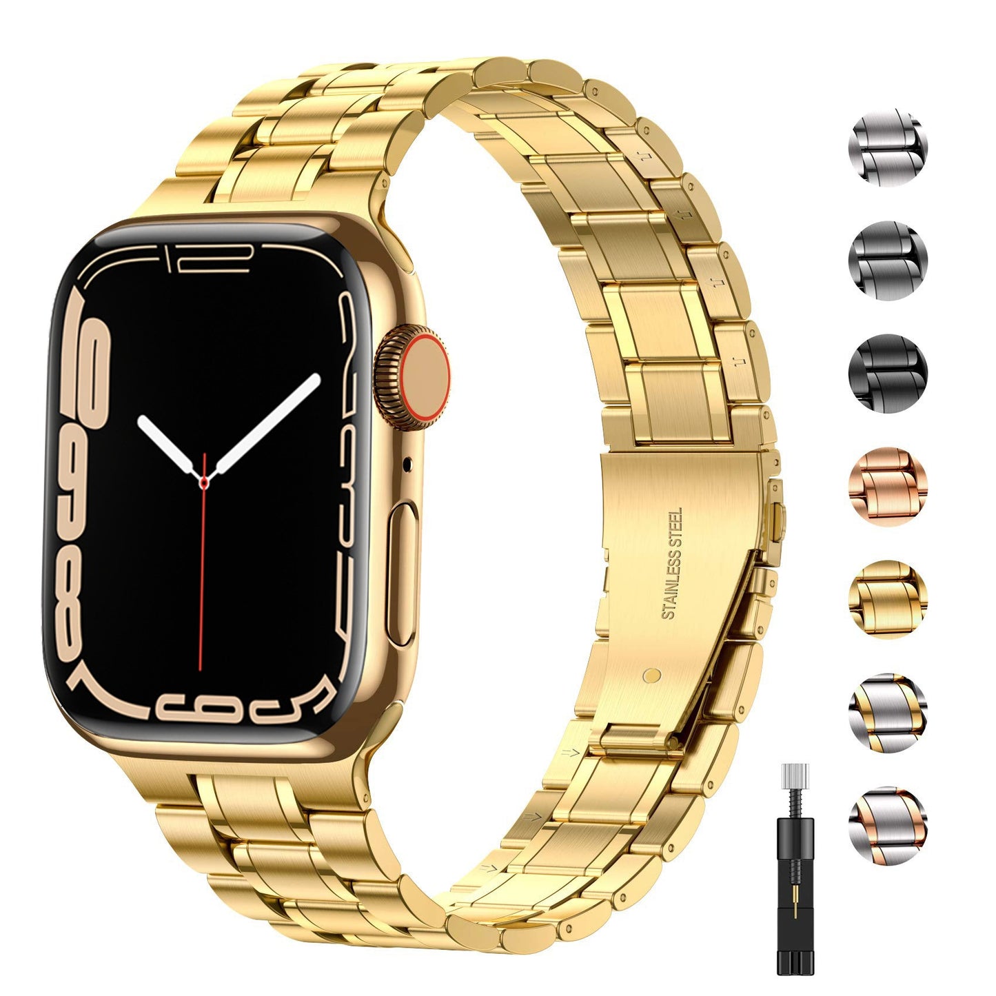Stainless Steel Metal Strap for Apple Watch 3 4 5 6 7 8 9 Ultra Silver Rose Gold