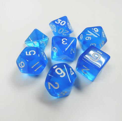 7pc RPG Polyhedral Dice Set DND Resin Green Orange Red Blue RPG Gaming