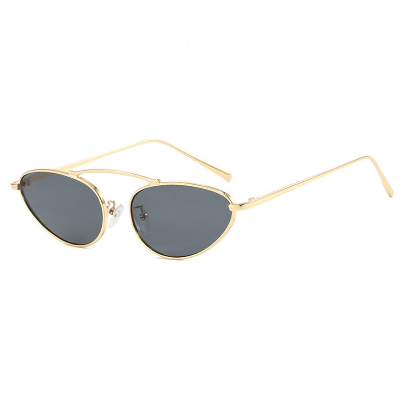 Women's Cat Eye Sunglasses Single Beam Metal Frame UV400 Sun Protection Stylish