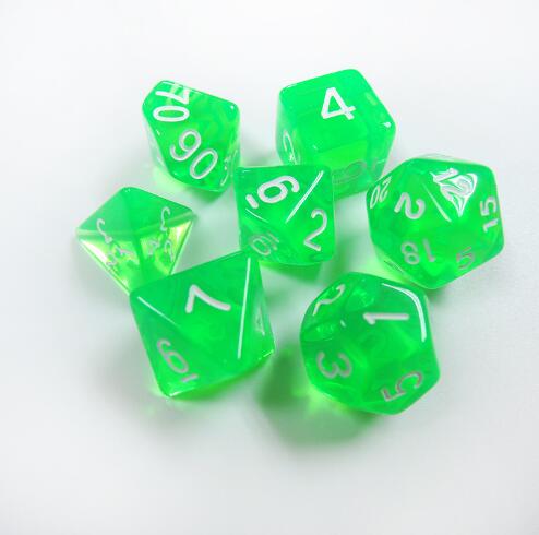 7pc RPG Polyhedral Dice Set DND Resin Green Orange Red Blue RPG Gaming