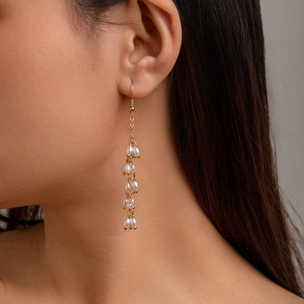 Pearl Dotted Backless Dress necklace Double Layer Earring Bracelet