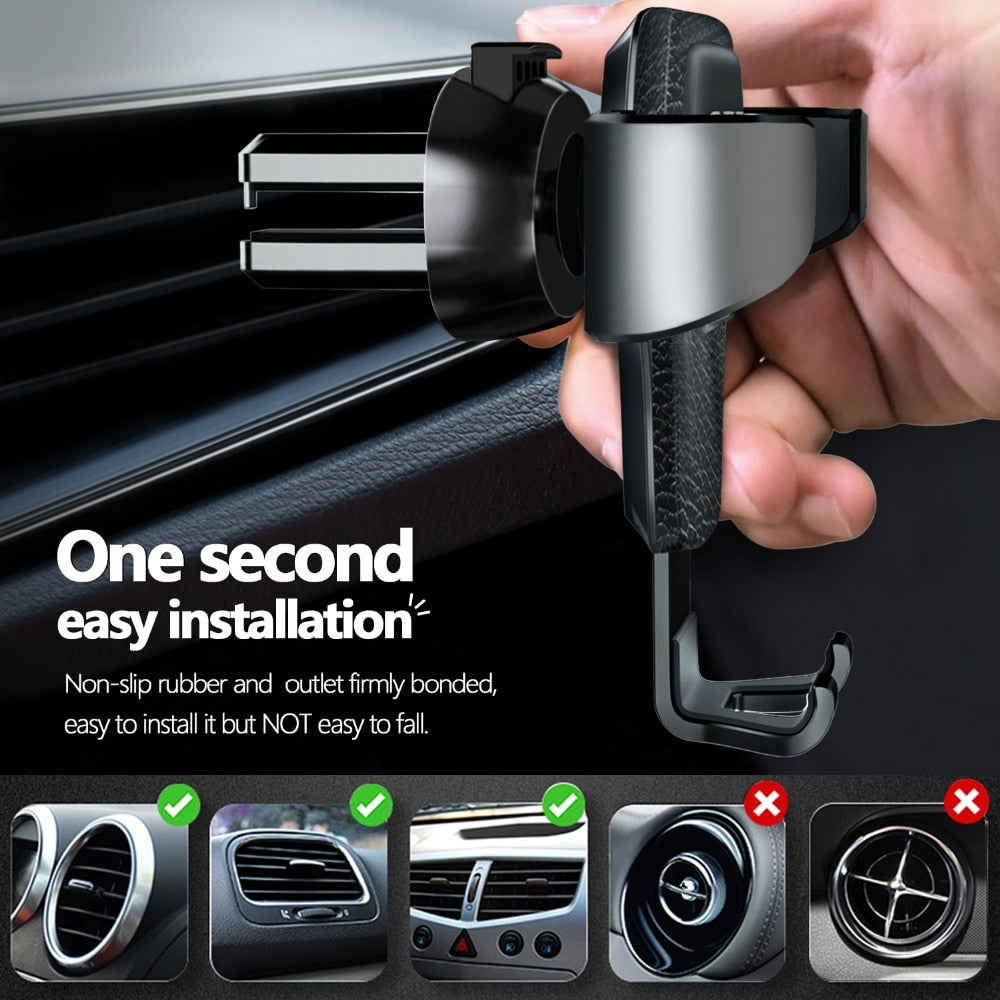 Gravity Car Holder Air Vent Clip Mobile Phone Stand Universal Dashboard Mount