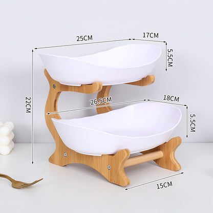 Bamboo Multi-Level Kitchen Fruit Storage Ventilated Countertop Organizer Stand