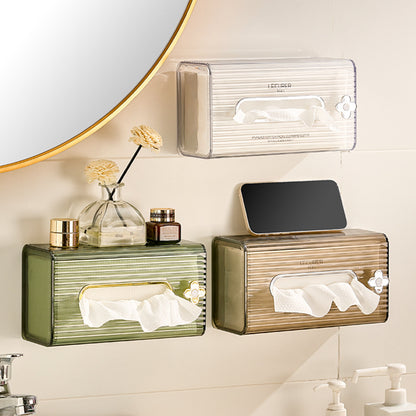 Wall Hanging Tissue Box Rectangular Plastic Storage Flower Knob Household Paper