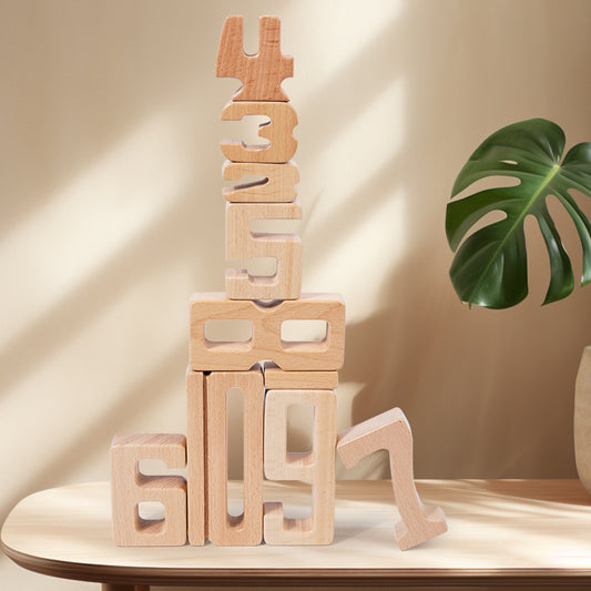 Montessori Beech Wood Digital Building Blocks Early Childhood Development Toy
