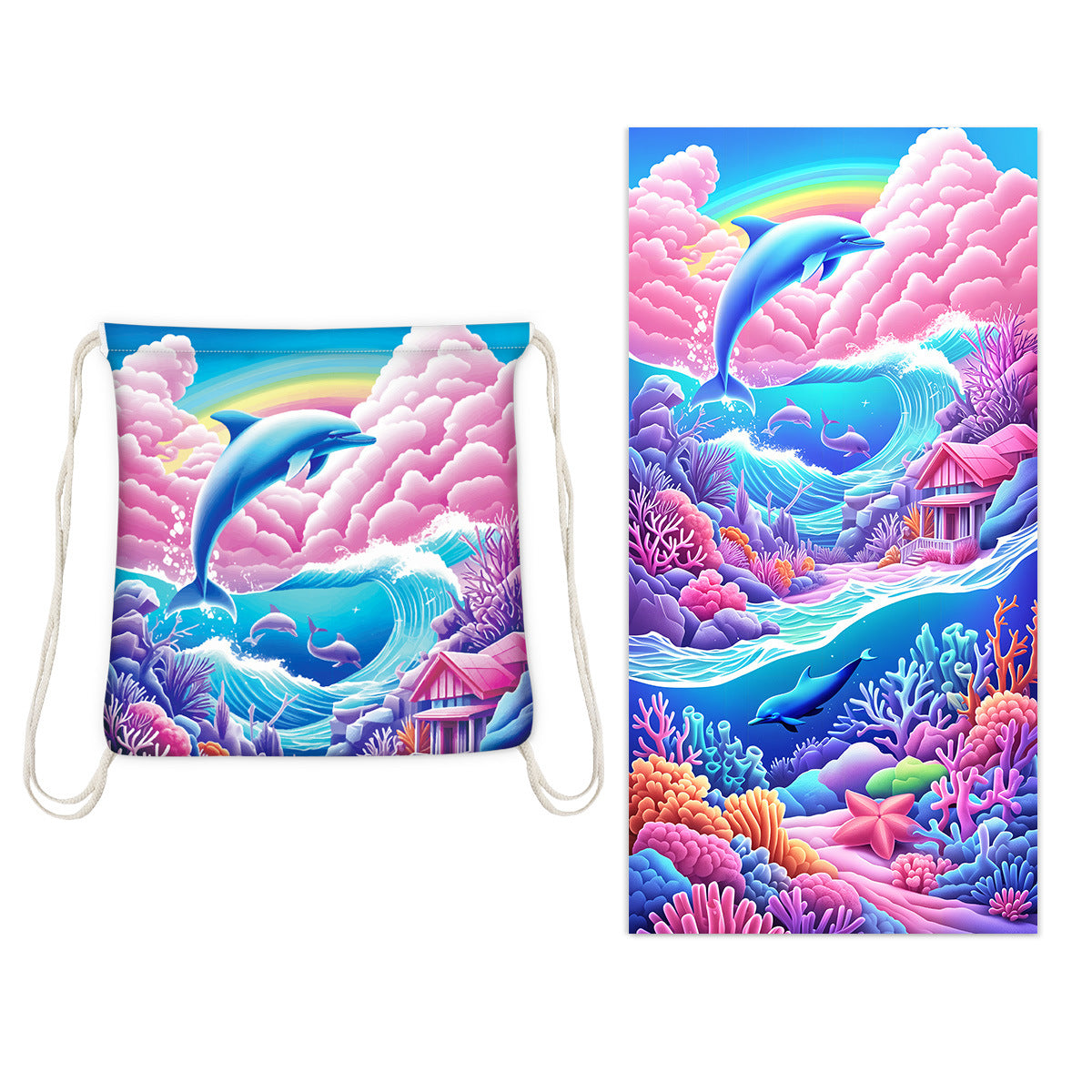 Microfiber Beach Towel Lightweight Quick Drying Pocket 70x140cm Extra Absorbent