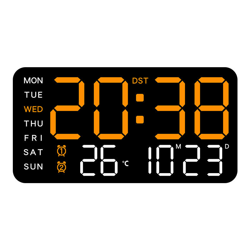 LED Digital Wall Clock with Temperature Indicator USB/Battery Powered Office Use