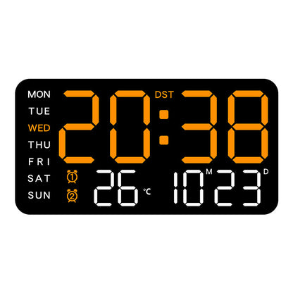 LED Digital Wall Clock with Temperature Indicator USB/Battery Powered Office Use