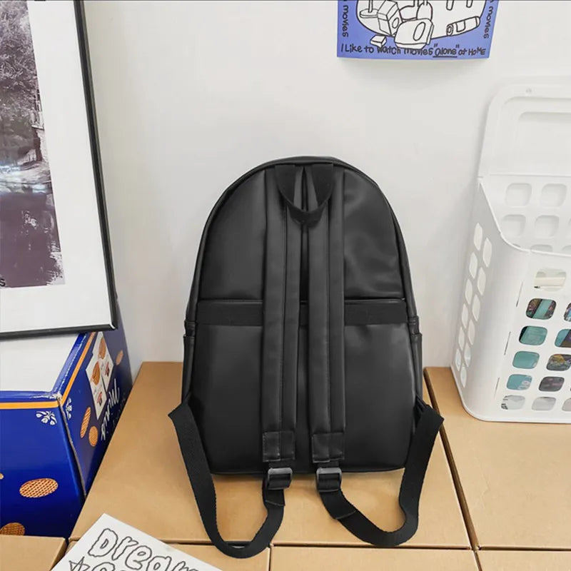 Faux Leather Backpack Zip Closure Adjustable Shoulder Straps Durable Spacious