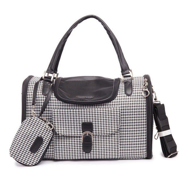 Crocodile Faux Leather Dog Carrier Bag Pink Black Pet Travel Handbag Tote Purse