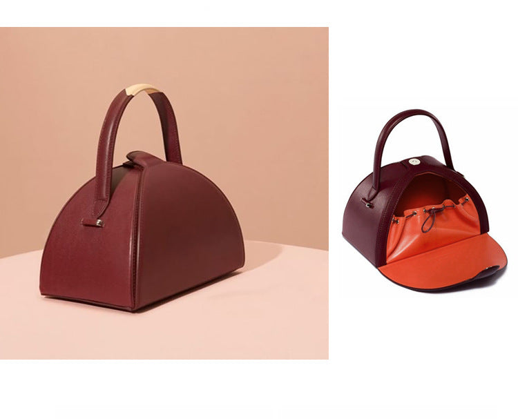 Compact Trendy Women's Half-Circle Leather Handbag Crossbody Bag Daily