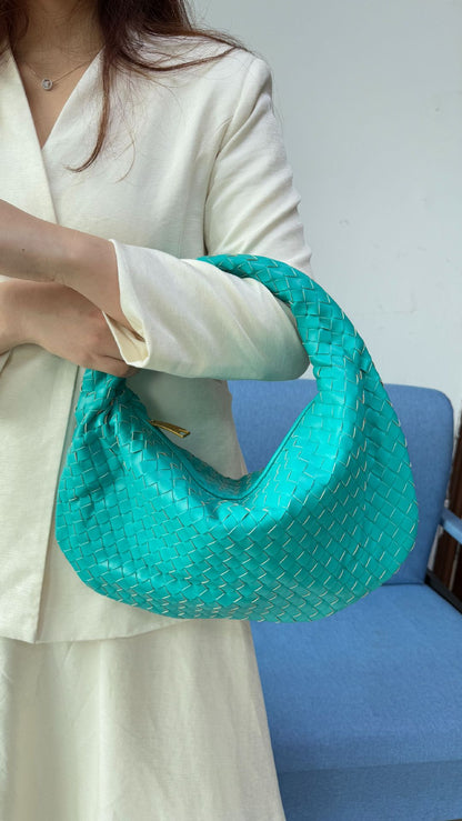Women's Woven Tote Bag Faux Leather Spacious Lightweight Durable Zip Top Closure