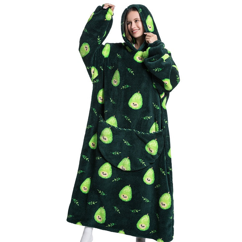 Oversized Blanket Hoodie Adults Ultra-Soft Warm Long Hooded Fleece Pockets