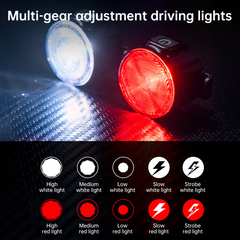 USB Rechargeable LED Bike Light Set - Front and Rear Cycling Safety Flashlights