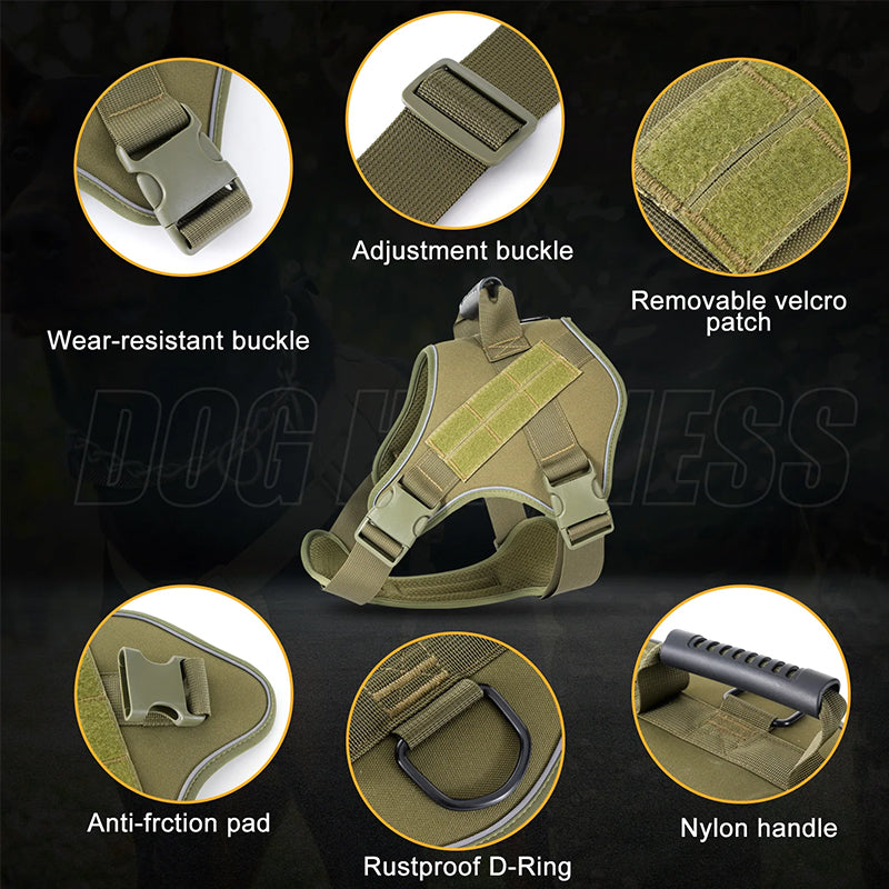 Large Breed Tactical Dog Vest Military Training Harness Molle System Adjustable