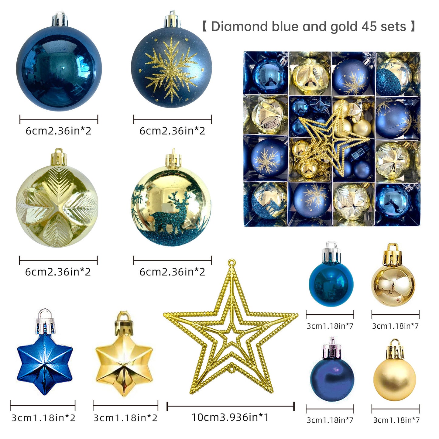 Christmas Tree Ornament Set Premium Bulk Pack Collection Assorted Designs Xmas