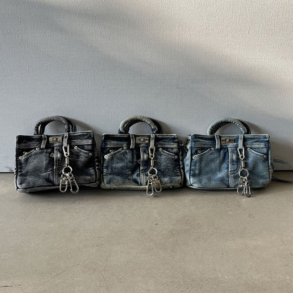 Women's Denim Shoulder Bag Medium Square Retro Crossbody Casual Storage Option
