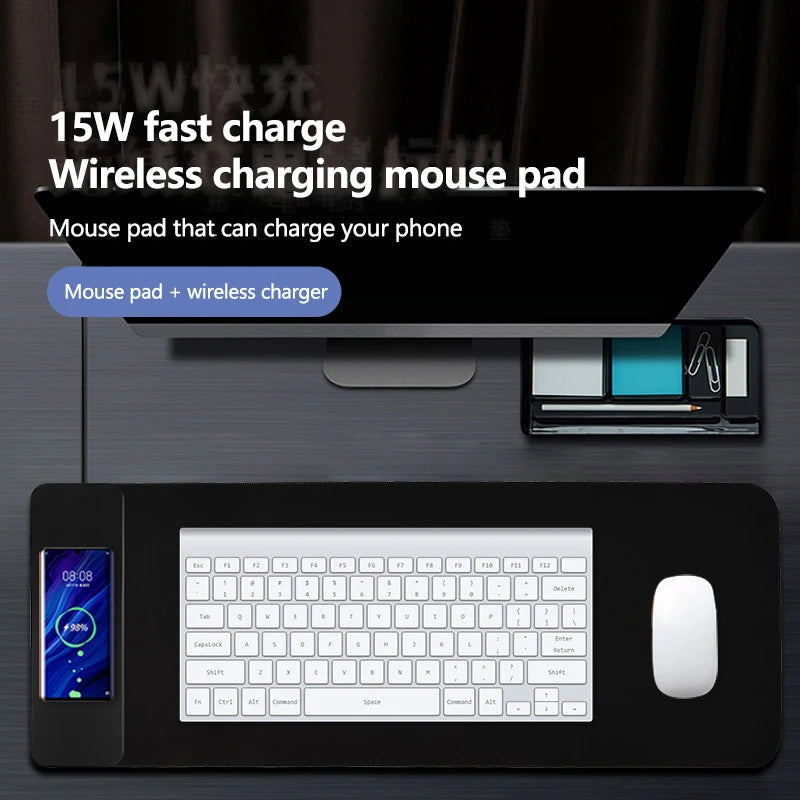 Wireless Charging Mouse Pad 15w Extra Large Rubber Surface 800mm 300mm 4mm Coil