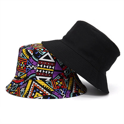 Unisex Fisherman Bucket Hat with Geometric Ethnic Print for UV Sun Protection