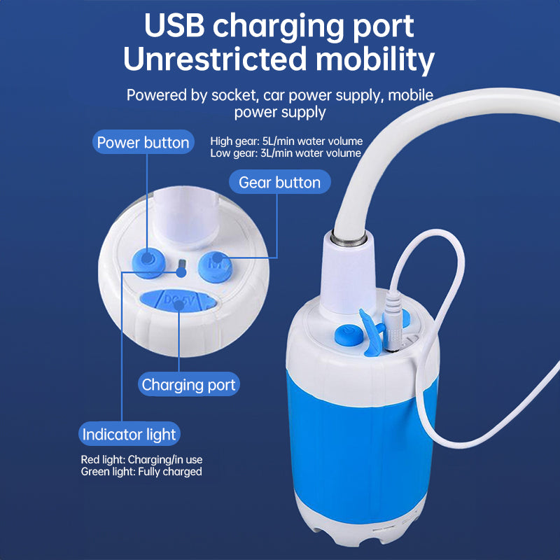 Electric Camping Shower Pump Portable Rechargeable Digital Display Waterproof