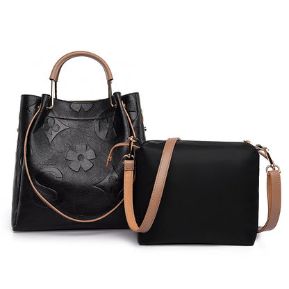 Large Capacity Women's Embossed Tote Bag Maternity Bucket Bag Fashion Accessory