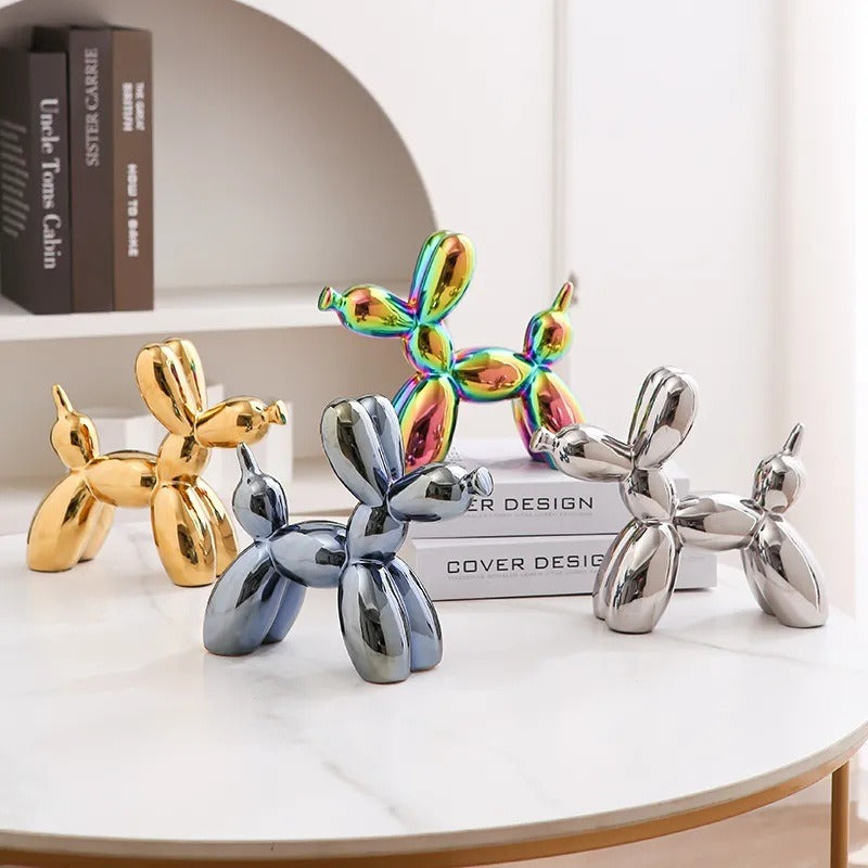 Ceramic Balloon Dog Figurine Decorative Sculpture L20cm H18cm Multiple Colours