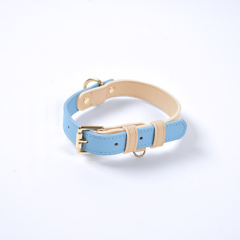 Genuine Leather Pet Dog Cat Collar Leash Dog Rope Chain Belt Pet Supplies