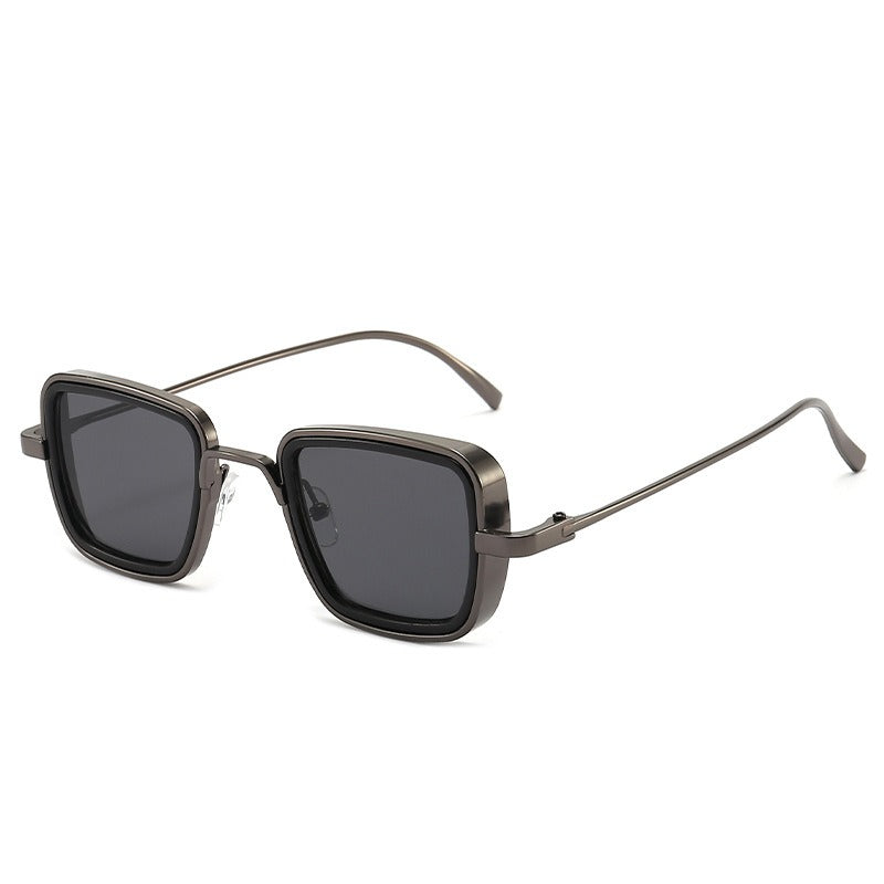 Steampunk Square Sunglasses Yellow Lens Metal Frame UV Protection Retro Style
