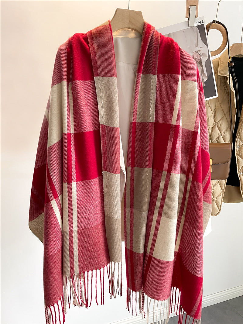 Unisex Polyester Knit Checkered Scarf Essential Winter Fashion Neck Accessory