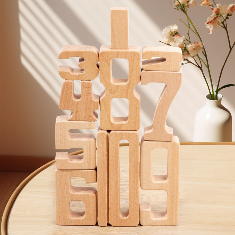 Montessori Beech Wood Digital Building Blocks Early Childhood Development Toy
