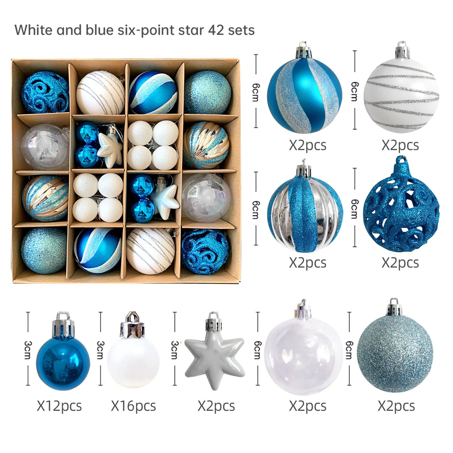 Christmas Tree Ornament Set Premium Bulk Pack Collection Assorted Designs Xmas