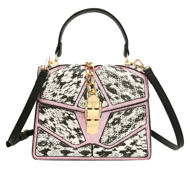 Small Square Bag Women's Handbag Single Shoulder Leather Gold Tone Buckle