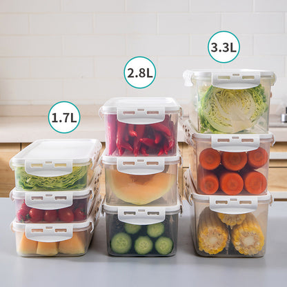 Rectangular Airtight Food Storage Boxes Stackable Microwave Safe White Blue Lids