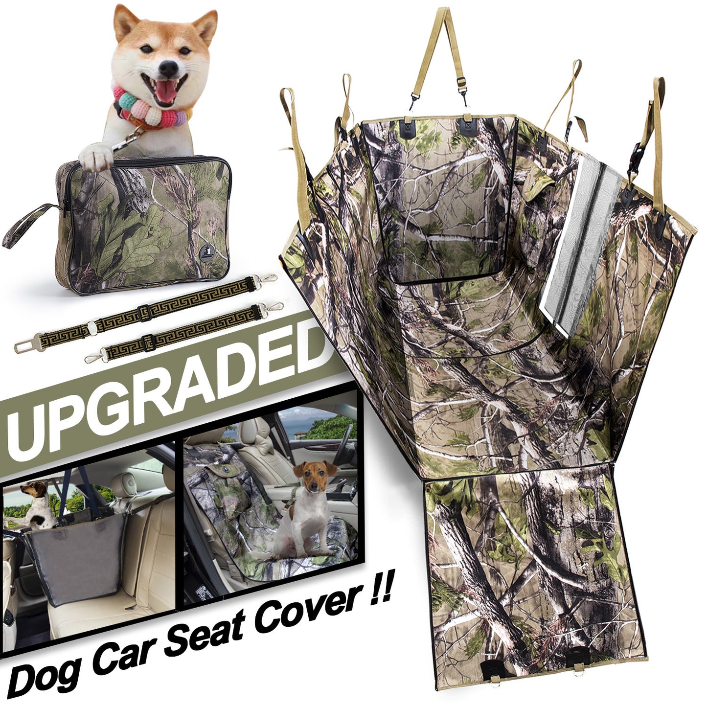 Upgraded Waterproof Dog Car Seat Cover W/ Storage Bag & Leash All Cars SUVs