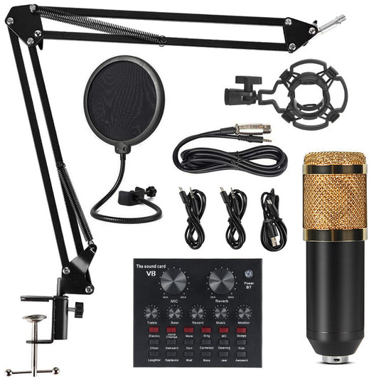 Podcast Equipment Bundle BM800 Condenser Microphone W/ Live Sound Card Mic