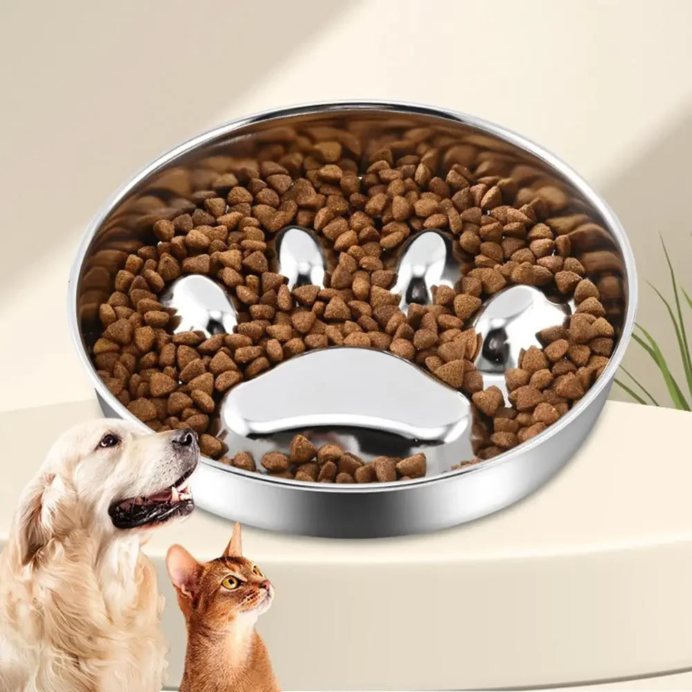 22cm Stainless Steel Slow Feeder Bowl for Dogs & Cats Anti-Choke Non-Slip Design