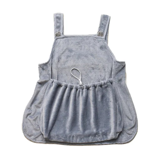 Pet Carrier Apron for Cats Dogs Winter Plush Travel Pouch Soft Bag Adjustable Grey