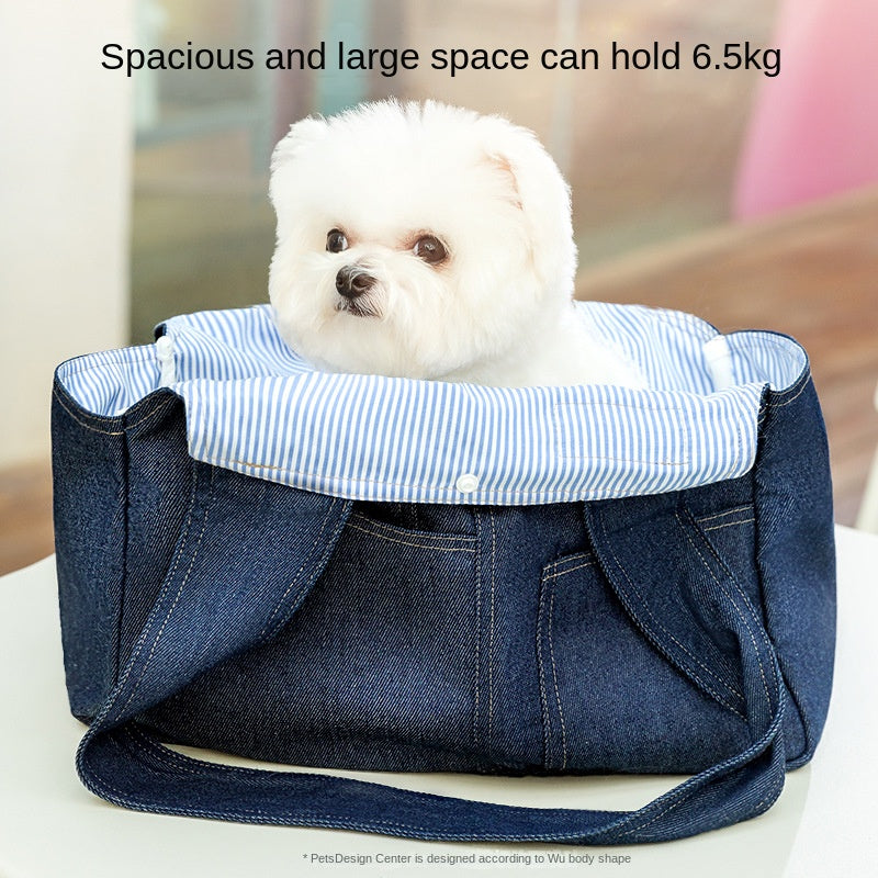Pet Carrier Backpack Denim Ventilated Comfortable Secure Pets Cat Dog Dogs