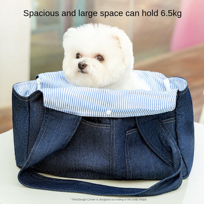 Pet Carrier Backpack Denim Ventilated Comfortable Secure Pets Cat Dog Dogs